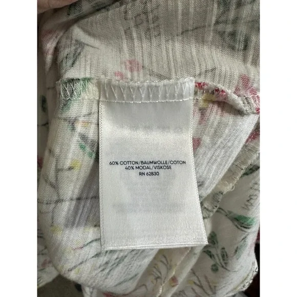 Lands End Womens 1X 16W-18W Wildflower Botanical Print 3/4 Sleeve Slub Knit Top - Picture 9 of 9